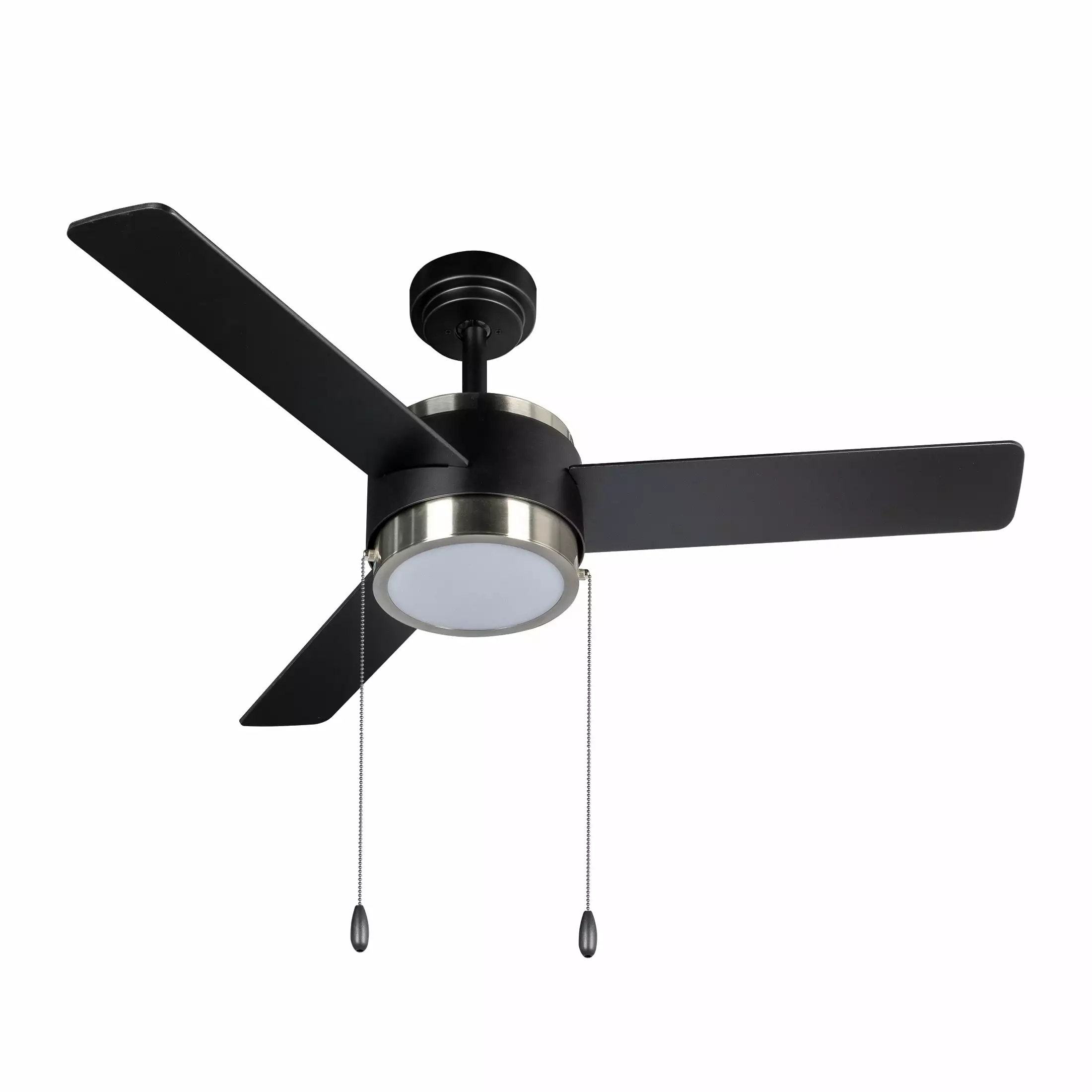 Better Homes & Gardens 44 Indoor Matte Black & Satin Nickel 3 Blade Reverse Airflow Ceiling Fan